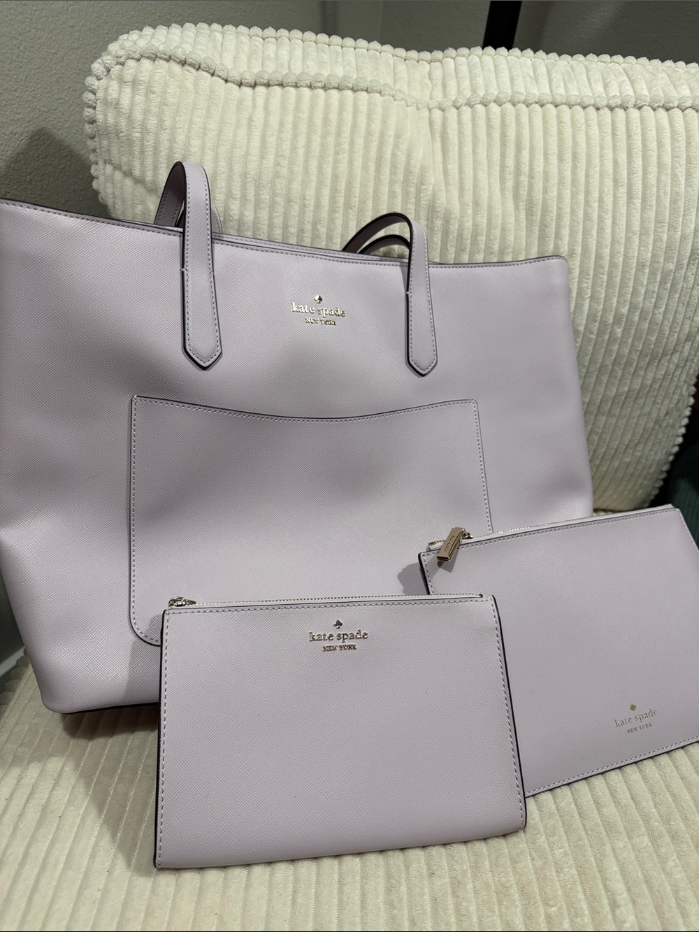 kate spade Staci Large Tote Set with Two Matching Pouches. New.